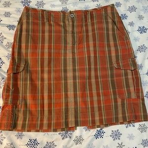 Y2K Preppy Plaid Orange and Brown Women's Skirt with Pockets